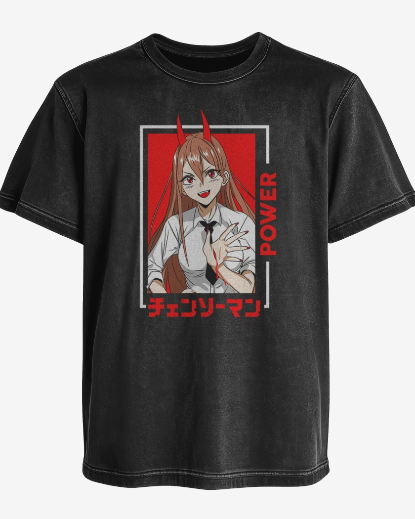 Polera desgastada Negro de Chainsawman Power