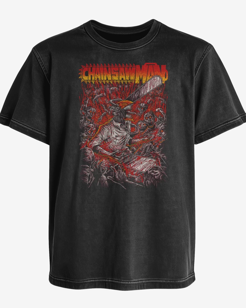 Polera desgastada Negro de Chainsawman