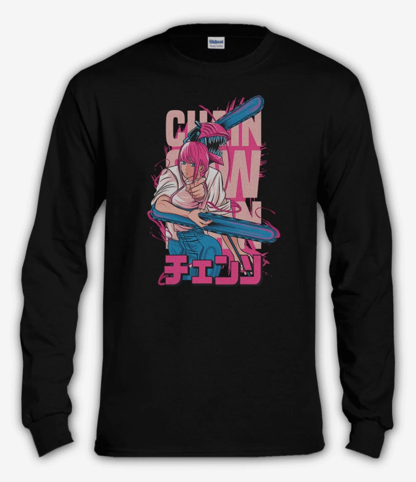 Polera manga larga Negro de Denji and makima