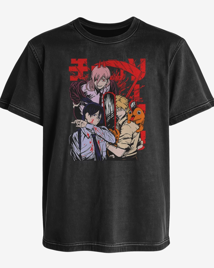 Polera desgastada Negro de Denji and more