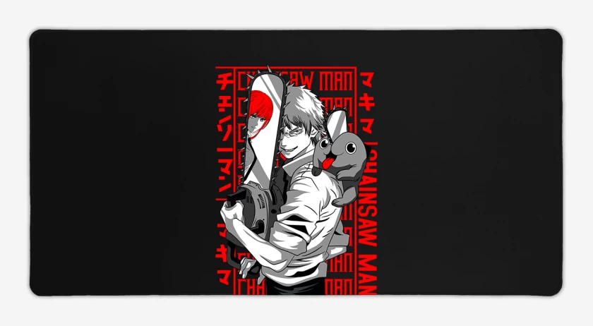 Mouse pad Gamer Negro de Denji and pochita