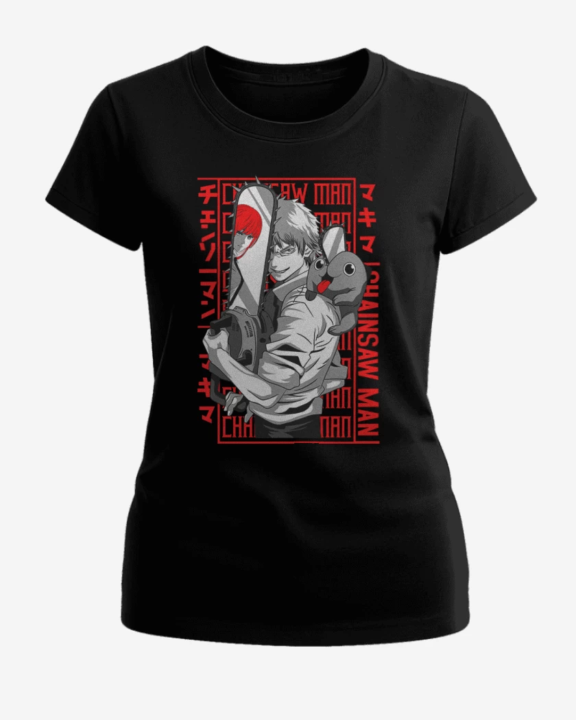 Polera de Mujer Negro de Denji and pochita
