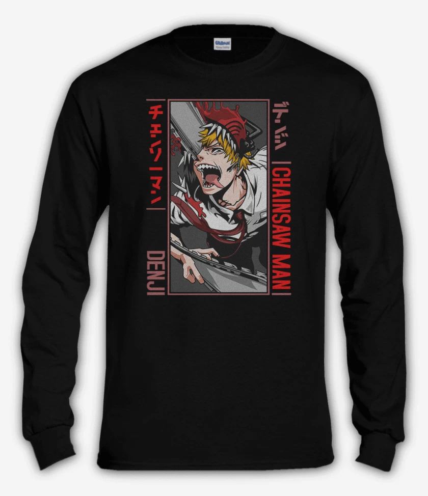 Polera manga larga Negro de Denji Motosierra