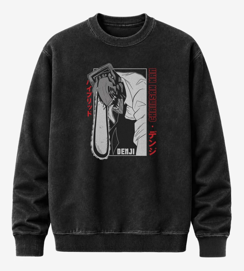 Poleron Polo Acid Wash Negro de Denji n°1