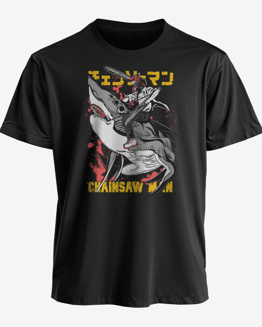 Polera premium Negro de Denji Shark