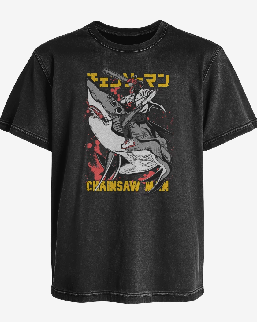 Polera desgastada Denji Shark