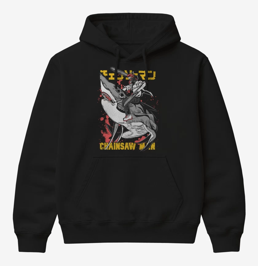 Poleron Canguro básico Negro de Denji Shark