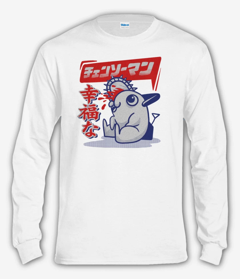 Polera manga larga Blanco de Happy pochita