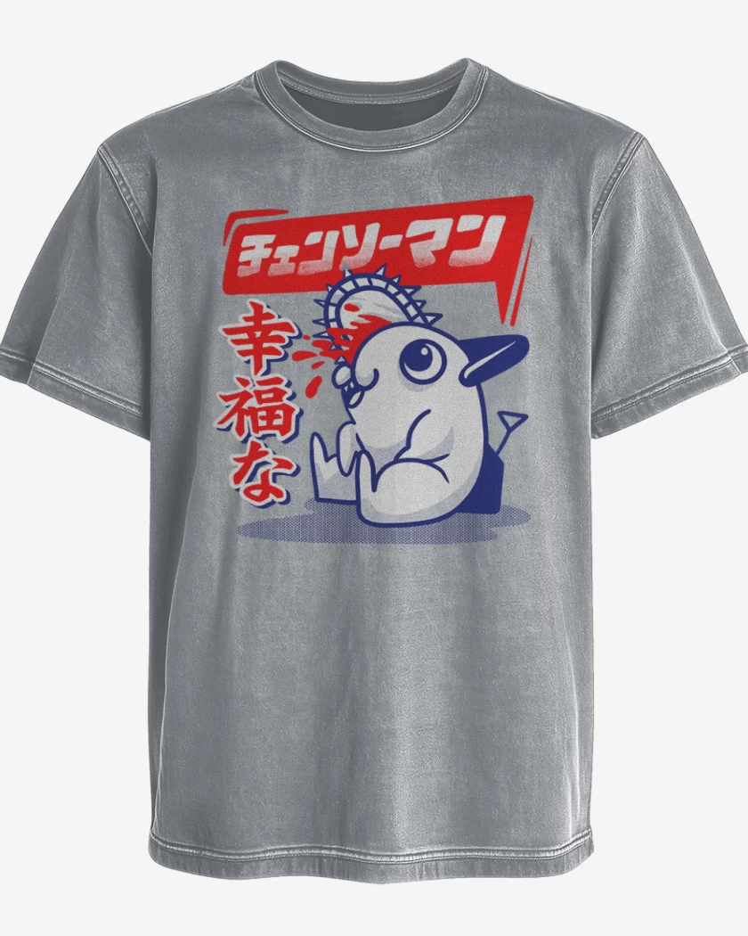 Polera desgastada Happy pochita