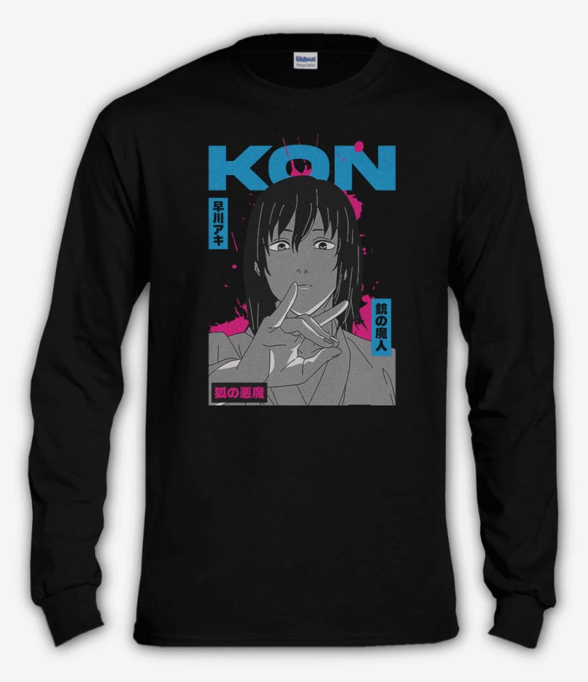 Polera manga larga Negro de Kon