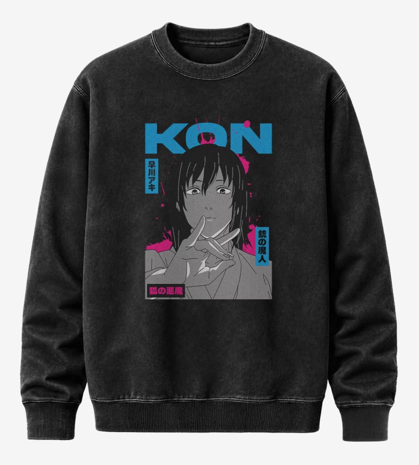 Poleron Polo Acid Wash Negro de Kon