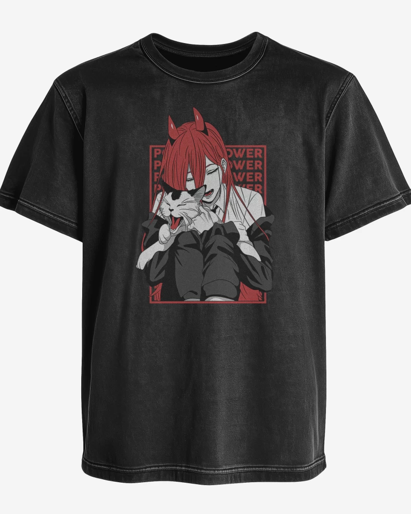 Polera desgastada Negro de Power cat