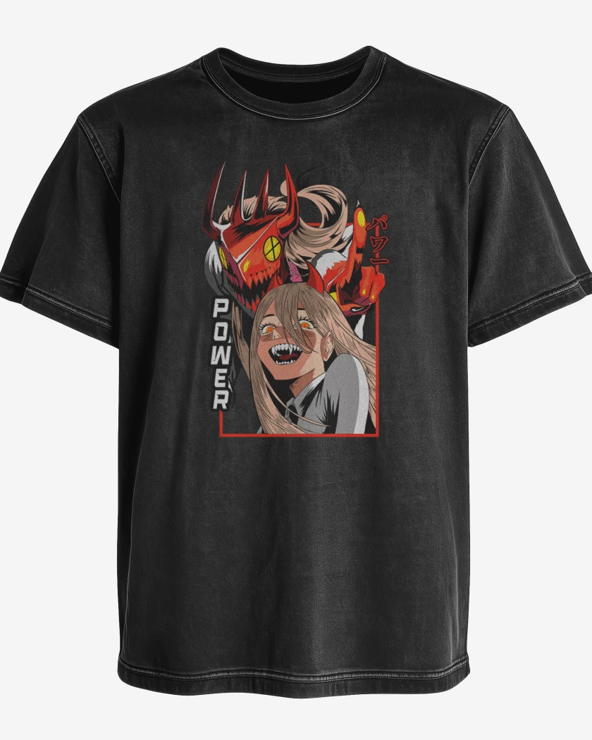 Polera desgastada Negro de Power Final
