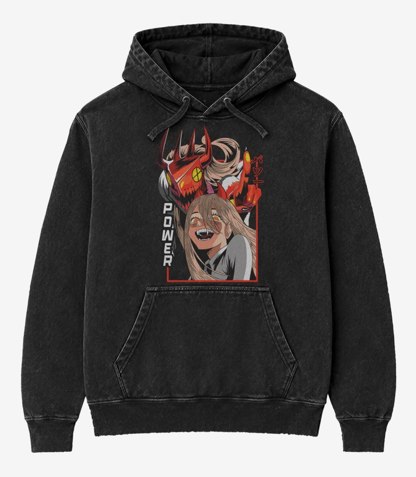 Poleron Canguro Acid Wash Negro de Power Final