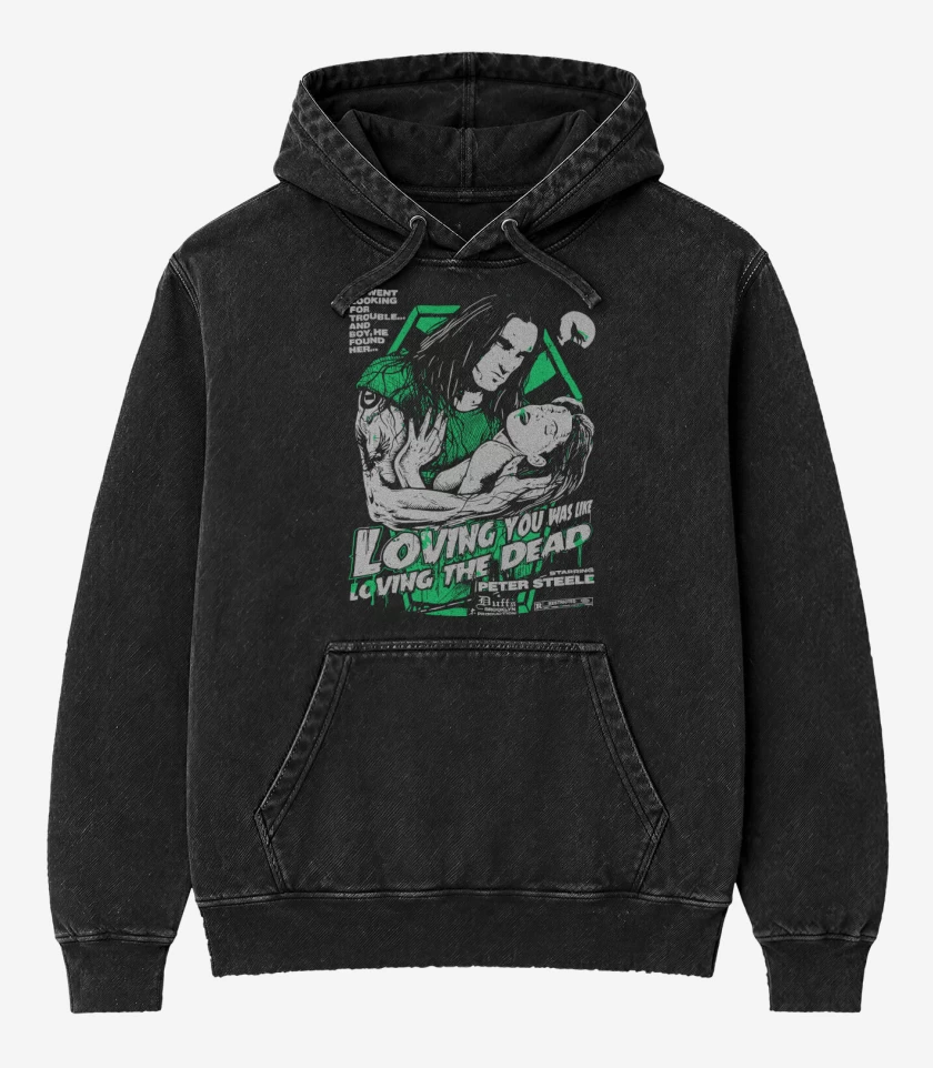 Poleron Canguro Acid Wash Negro de TON - Loving the Dead