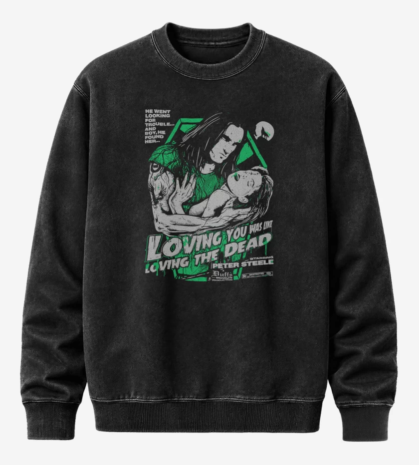 Poleron Polo Acid Wash Negro de TON - Loving the Dead