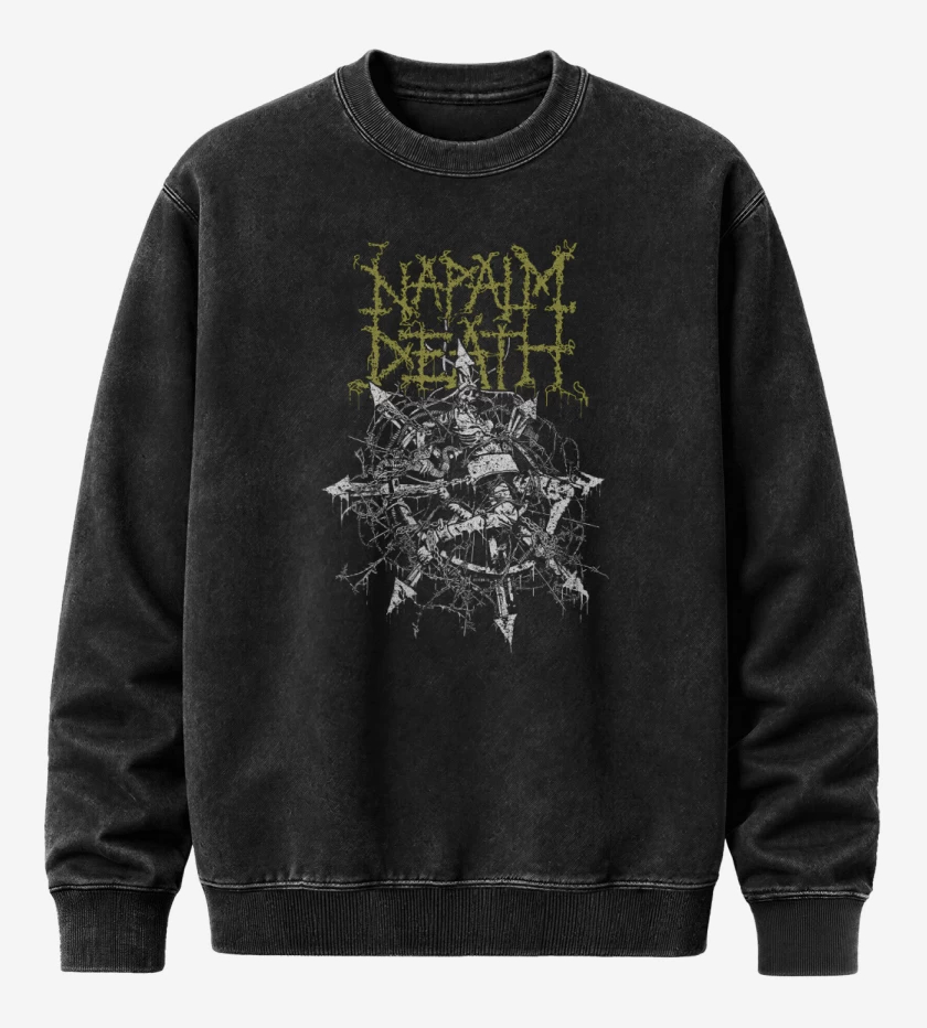 Poleron Polo Acid Wash Negro de Napalm Death Chaos 