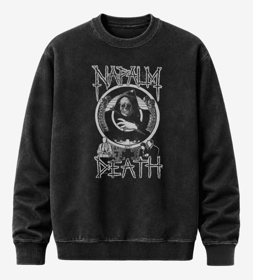 Poleron Polo Acid Wash Negro de Napalm Death ST