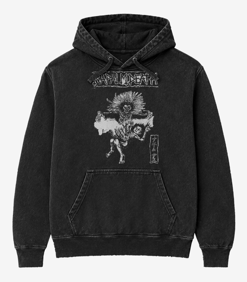 Poleron Canguro Acid Wash Negro de Napalm Death JAPAN