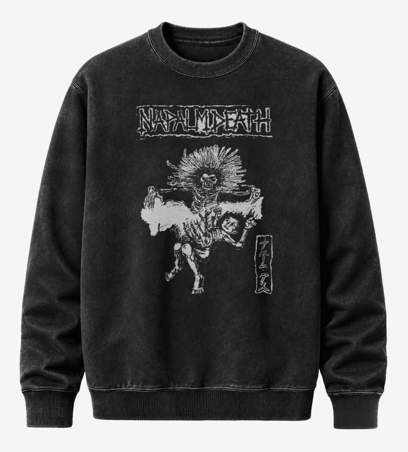 Poleron Polo Acid Wash Negro de Napalm Death JAPAN
