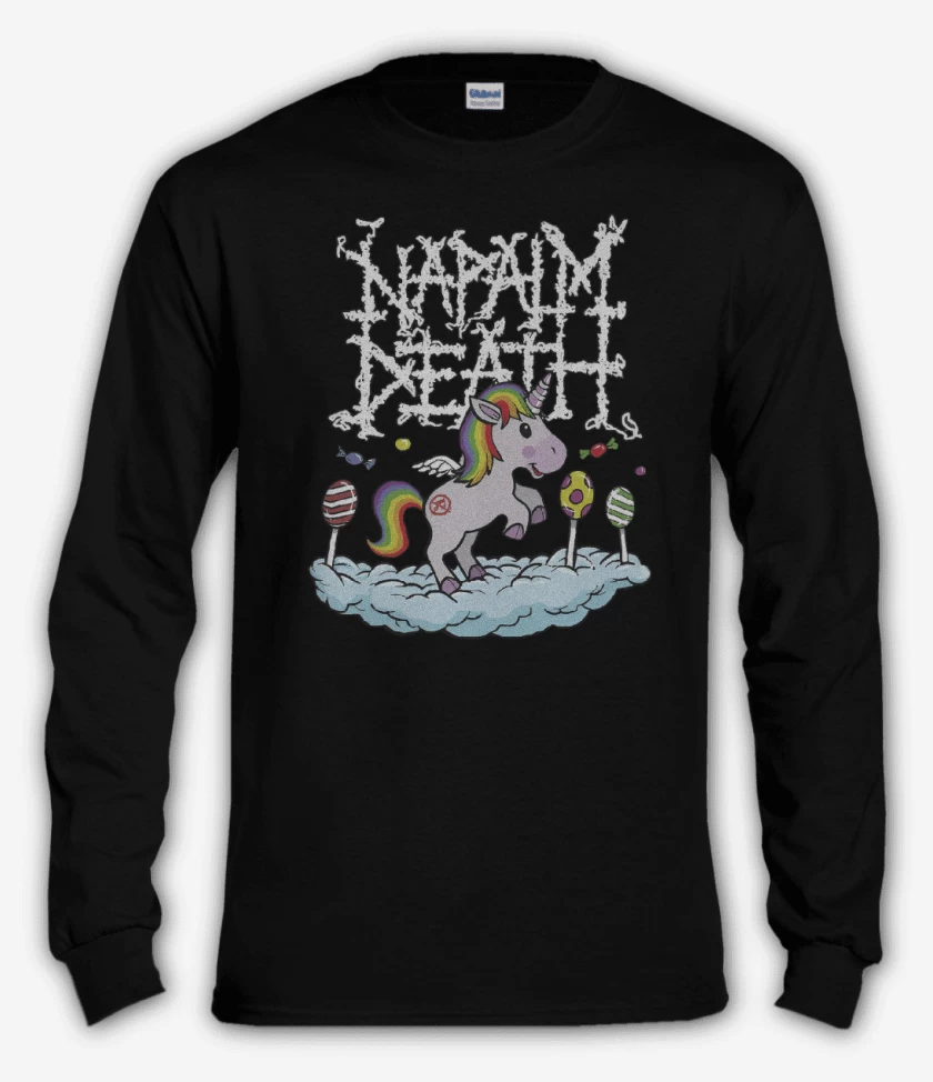 Polera manga larga Negro de Napalm Death Unicornio