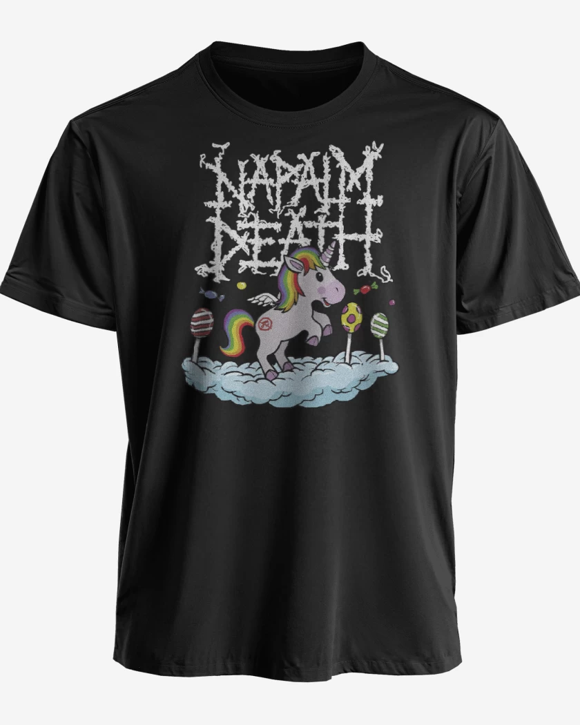 Polera premium Negro de Napalm Death Unicornio