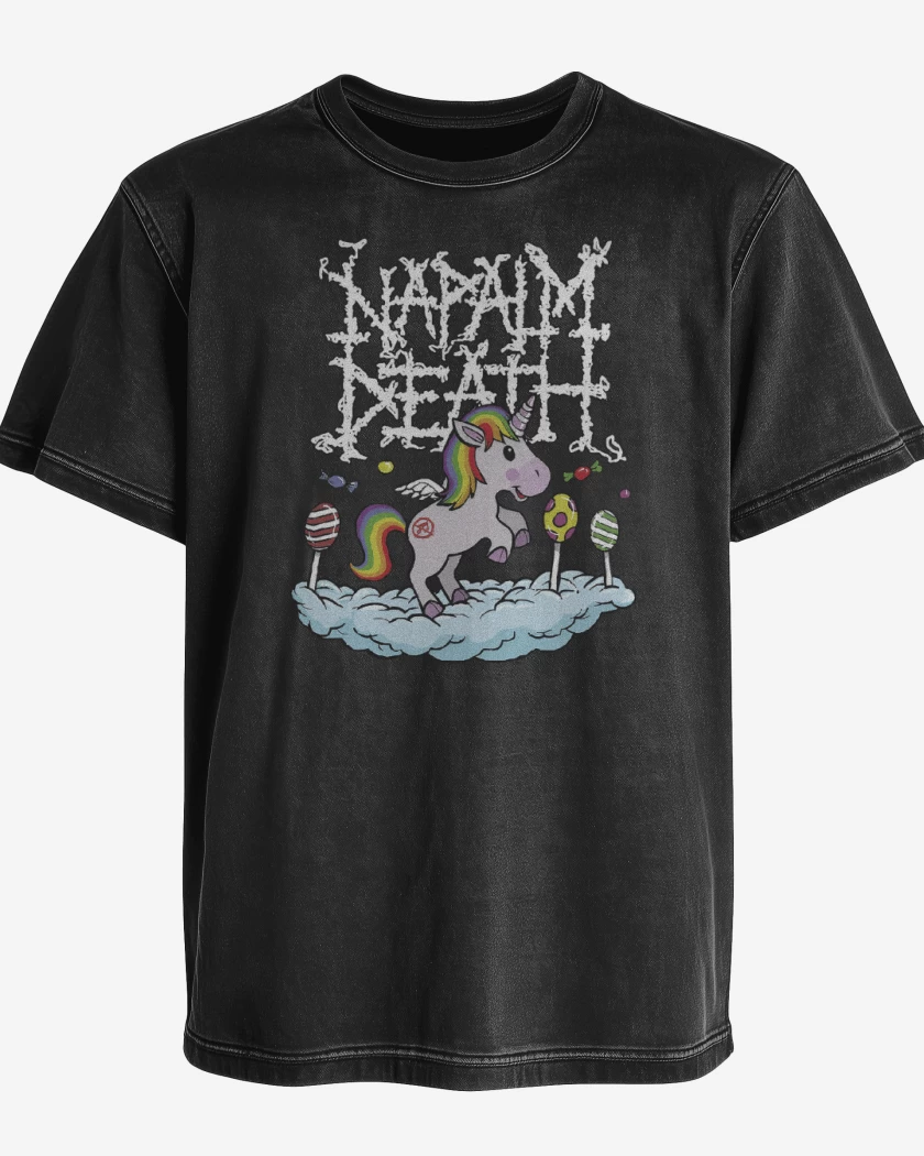 Polera desgastada Napalm Death Unicornio