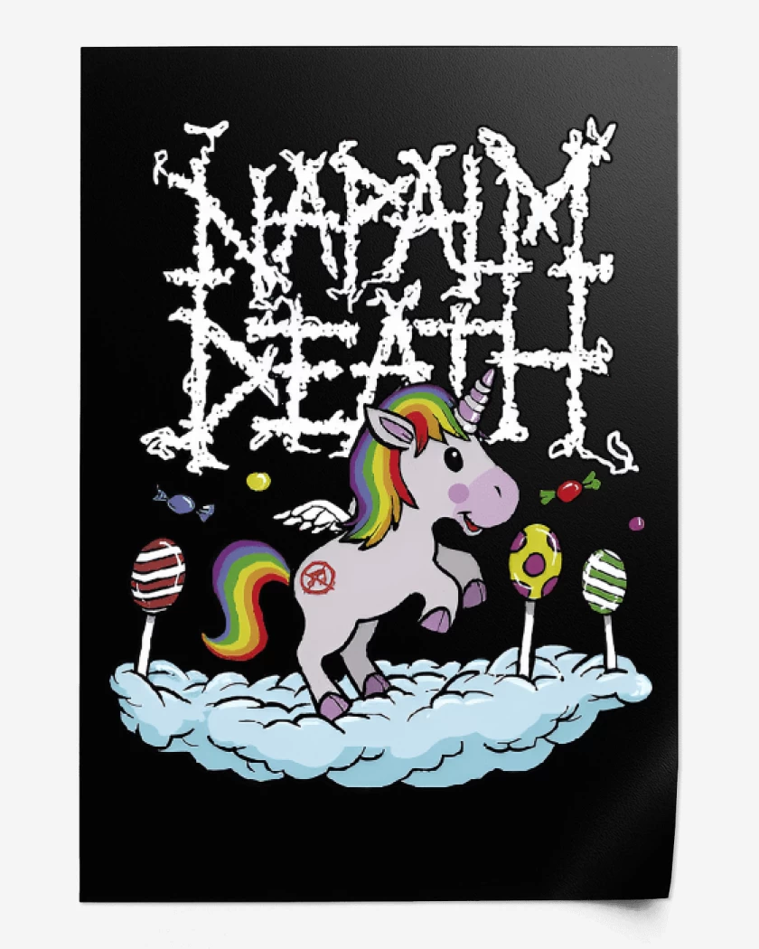Print Negro de Napalm Death Unicornio