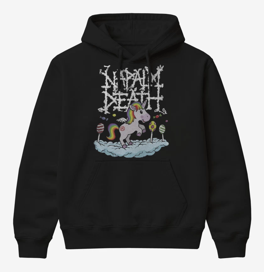 Poleron Canguro básico Negro de Napalm Death Unicornio