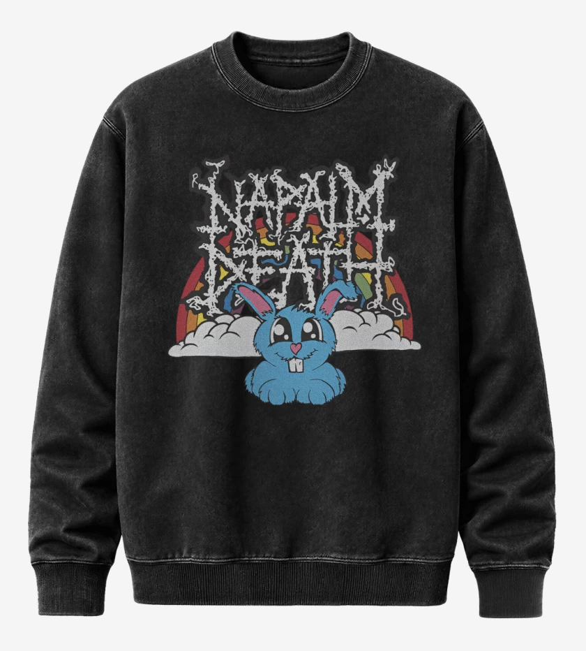 Poleron Polo Acid Wash Negro de Napalm Death Conejito