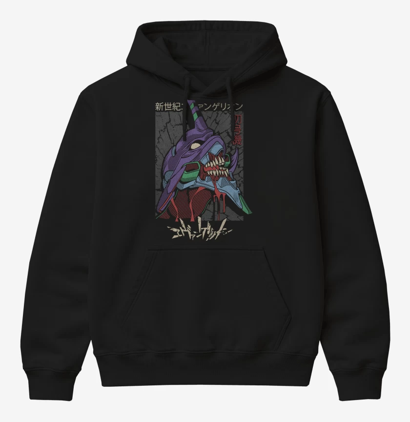 Poleron Canguro básico Negro de Evangelion 01