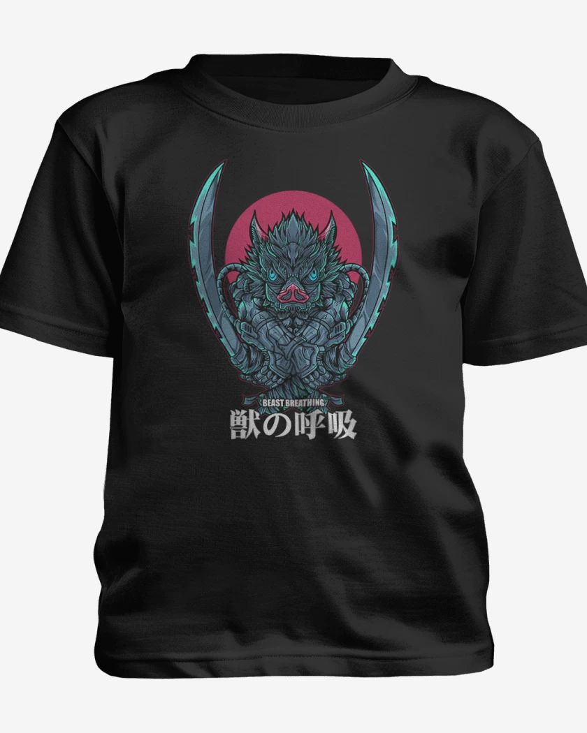 Polera de niño Negro de Inosuke respiracion de la bestia