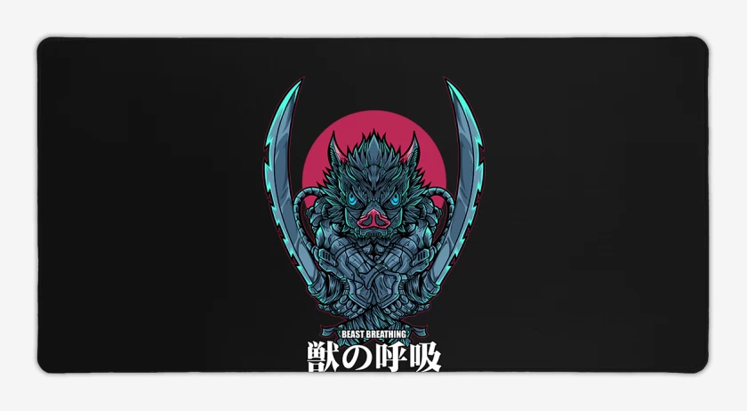 Mouse pad Gamer Negro de Inosuke respiracion de la bestia