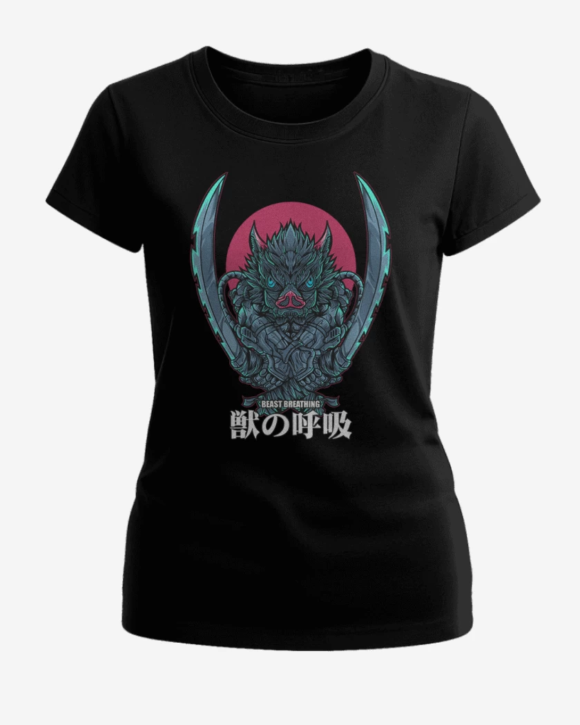 Polera de Mujer Negro de Inosuke respiracion de la bestia