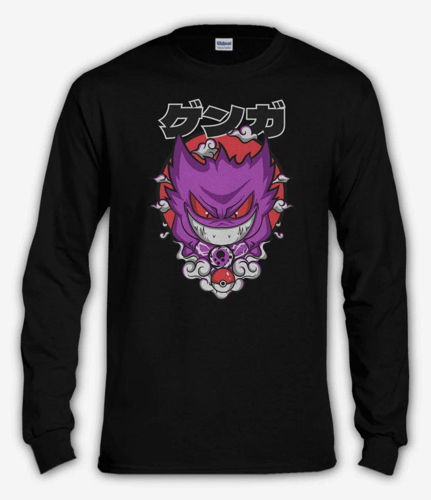 Polera manga larga Negro de Pokemon fantasma