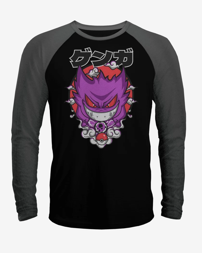 Polera Raglan Negro / Negro Heather de Pokemon fantasma