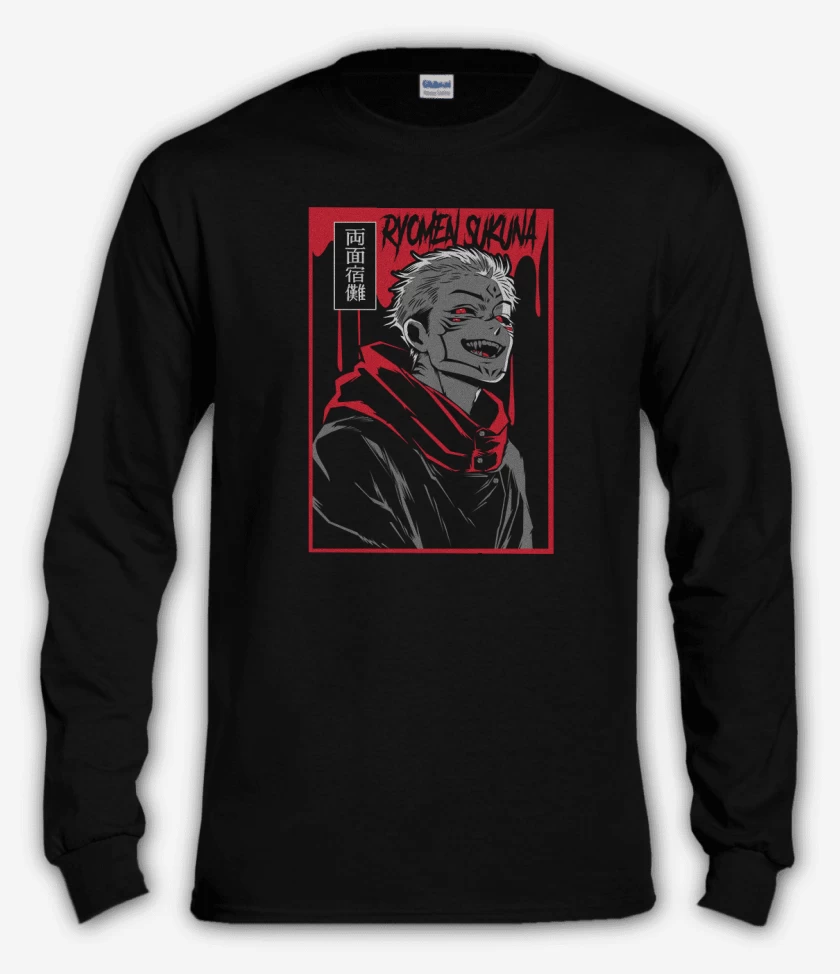 Polera manga larga Negro de Ryomen Sukuna