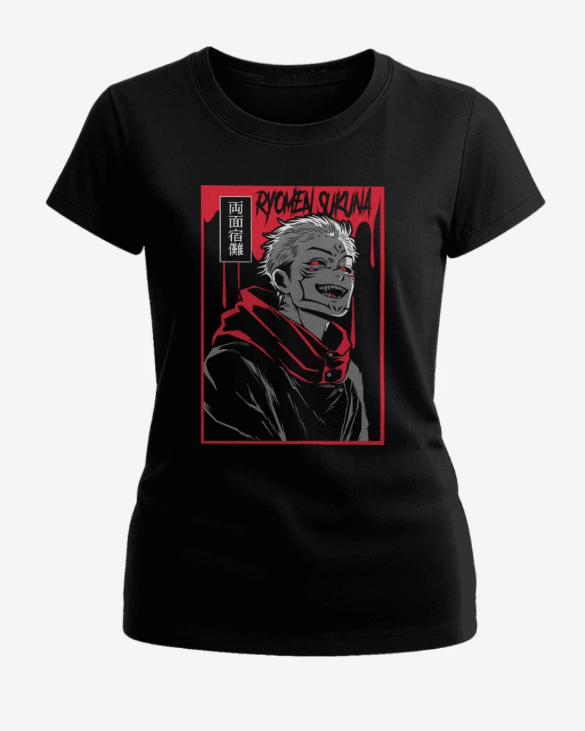 Polera de Mujer Negro de Ryomen Sukuna