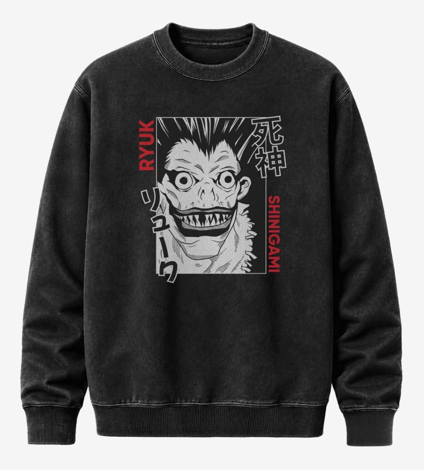 Poleron Polo Acid Wash Negro de Ryuk Shinigami 1