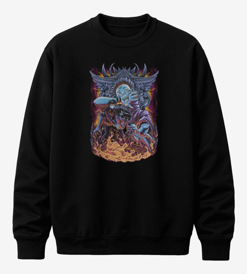 Poleron polo Negro de Sukuna jujutsu kaisen