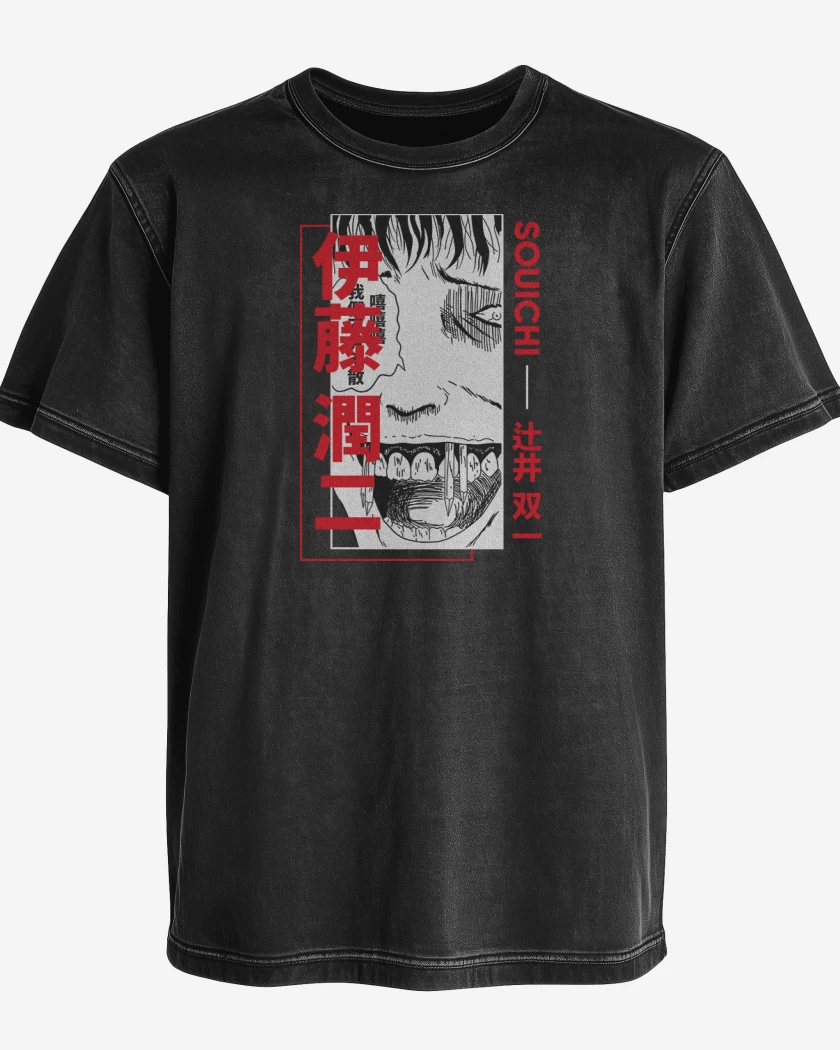 Polera desgastada Negro de souichi