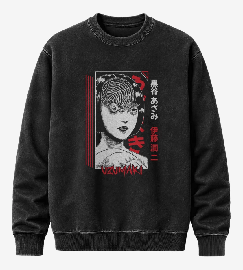 Poleron Polo Acid Wash Negro de Uzumaki 1
