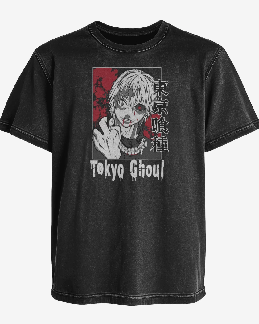 Polera desgastada Negro de tokio Ghoul
