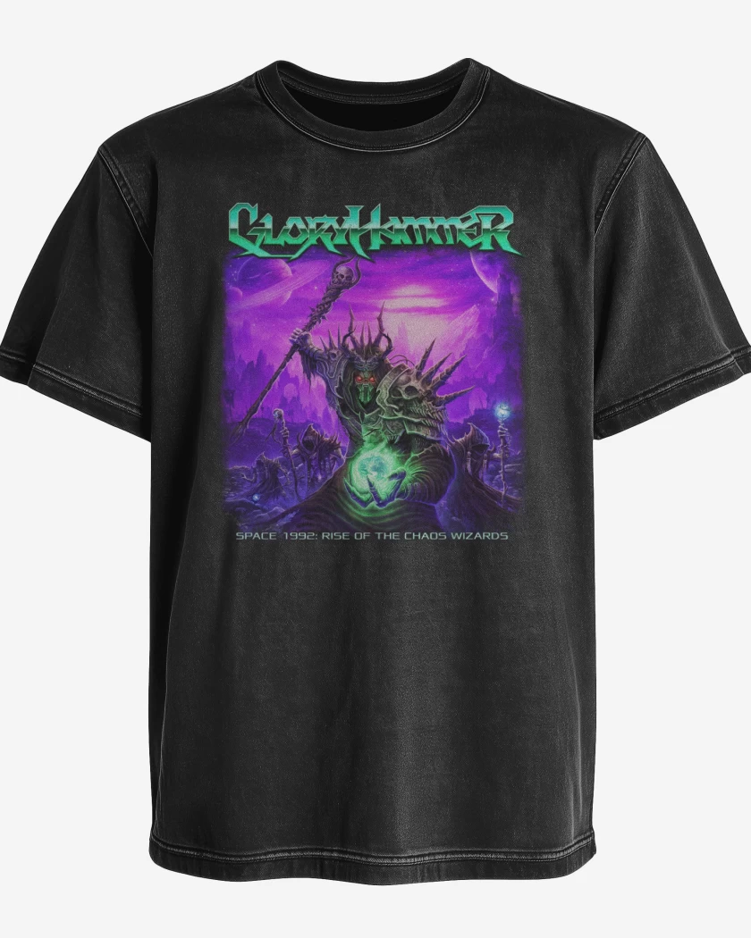 Polera desgastada Negro de Gloryhammer Space 1992