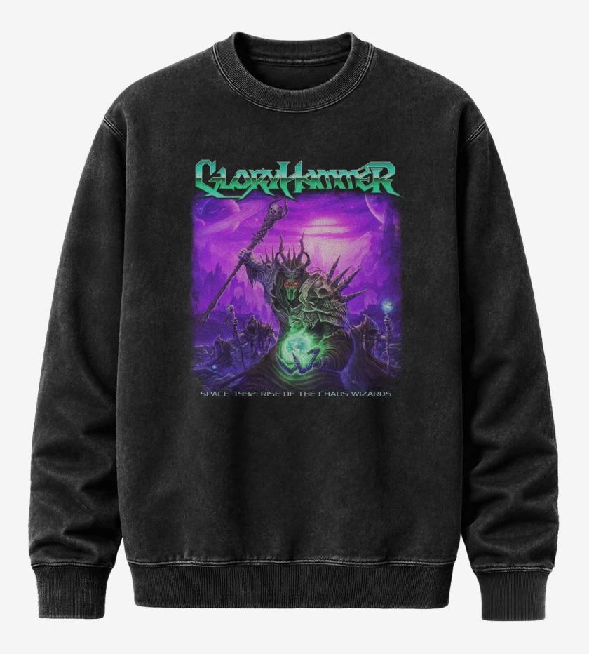 Poleron Polo Acid Wash Negro de Gloryhammer Space 1992