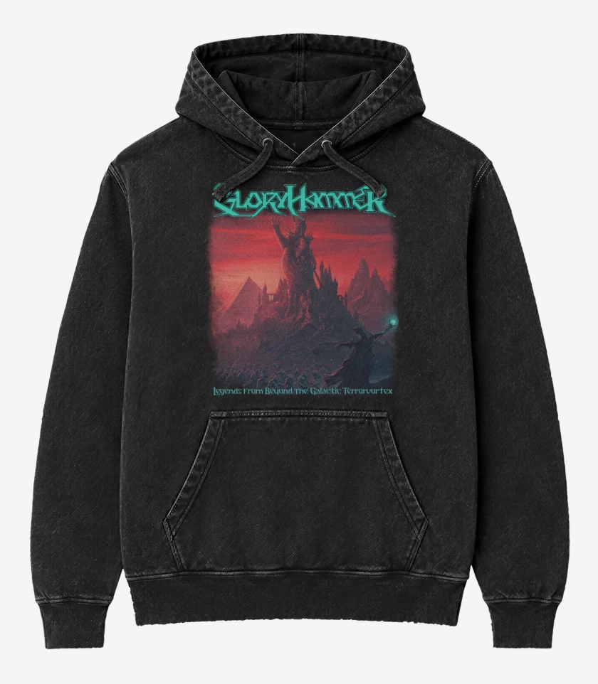 Poleron Canguro Acid Wash Negro de Gloryhammer Terrorvortex