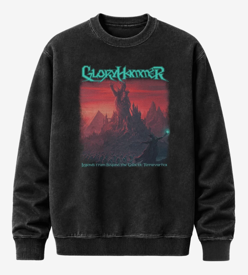 Poleron Polo Acid Wash Negro de Gloryhammer Terrorvortex