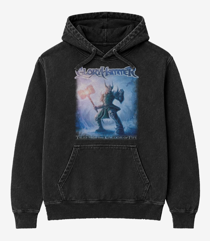 Poleron Canguro Acid Wash Negro de Gloryhammer Kingdom of Fife