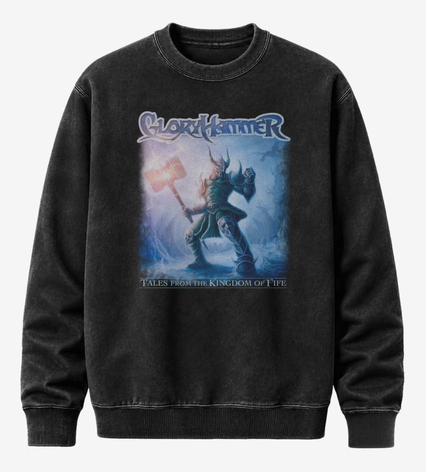Poleron Polo Acid Wash Negro de Gloryhammer Kingdom of Fife