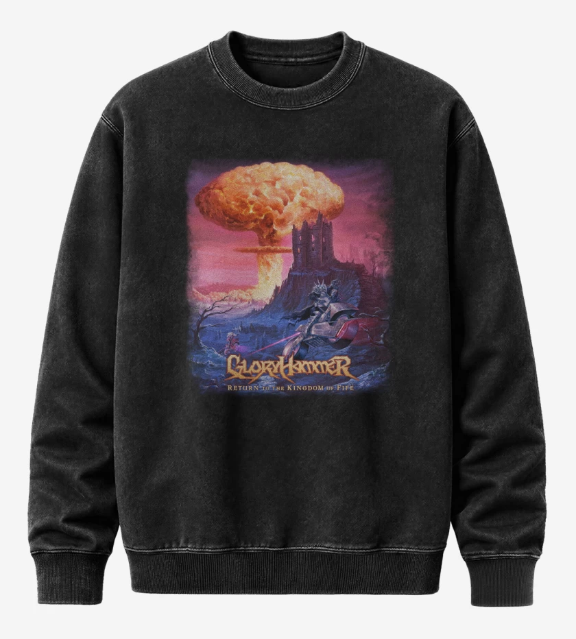 Poleron Polo Acid Wash Negro de Gloryhammer Return 
